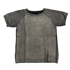 Trussardi cable knit short sleeve sweater